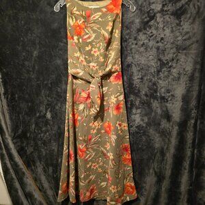 Coldwater Creek Sage & Orange Floral Long Dress Size 4P